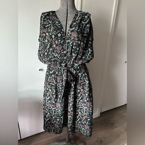 Max Studio Black and Floral Dress with Dolman Sleeves and Pockets